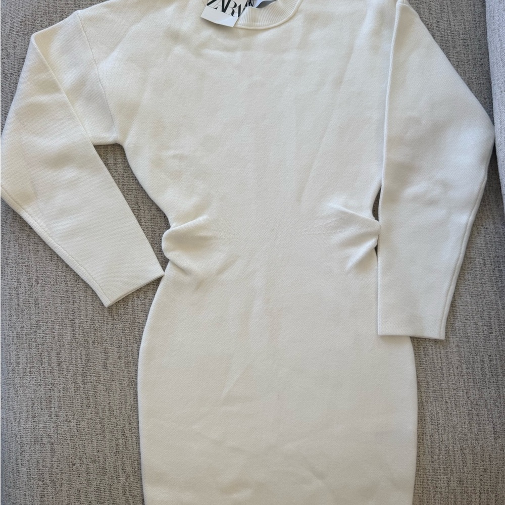 Zara Cream Long Sleeve Dress